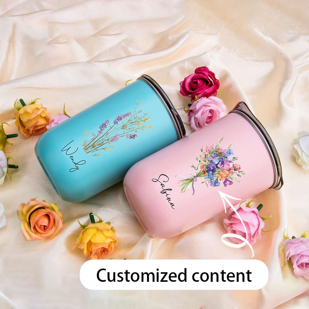Training Cup Straw - Personalized Customization Name: Carnation Flower Stainless