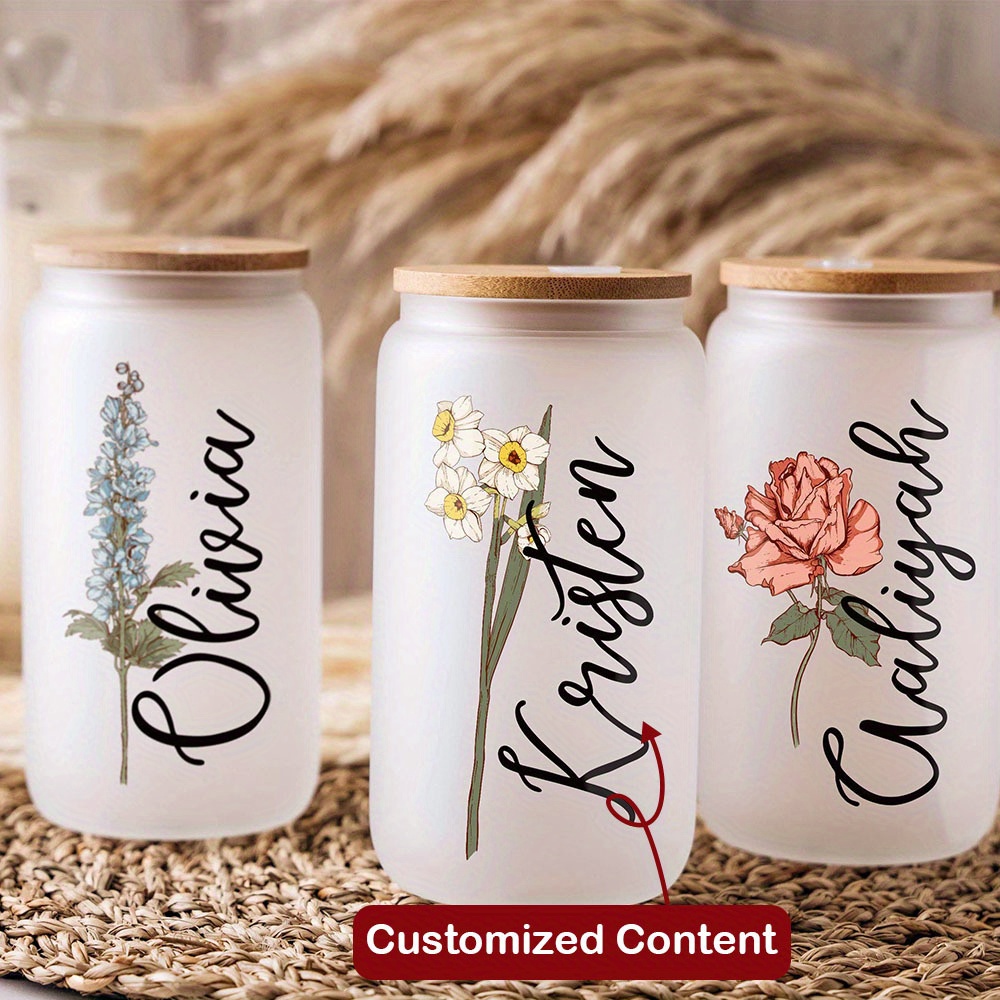 Training Cup Straw - Custom Birth Flower Name Glass Can