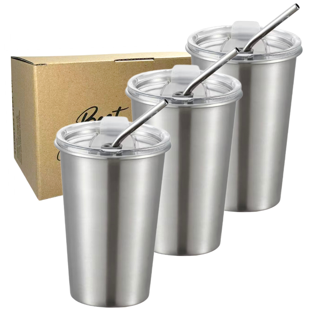 Training Cup Straw - 3 Pack Stainless Steel Cup Pint