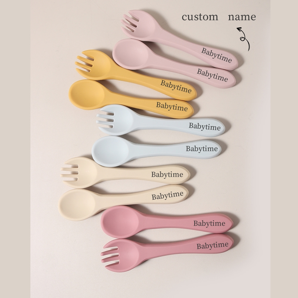 Weaning Spoon Set - Custom Name 1 Pair Silicone Spoon