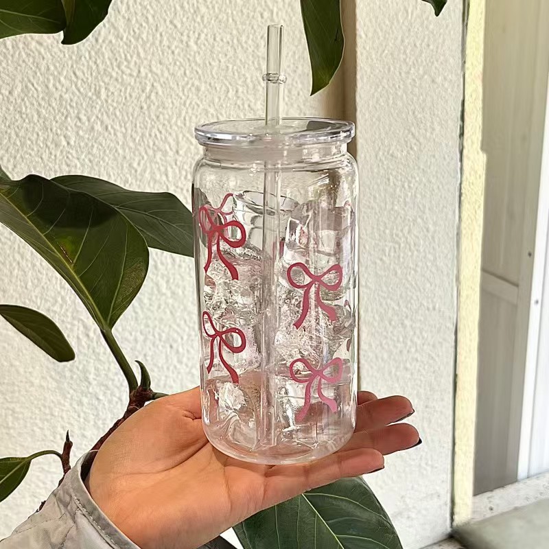 Cute Pink Bow Plastic Cup With - Training Cup Straw 评论和价格