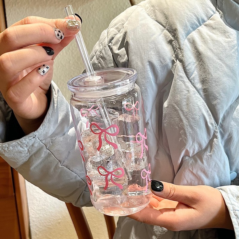 Cute Pink Bow Plastic Cup With - Training Cup Straw 评论和价格