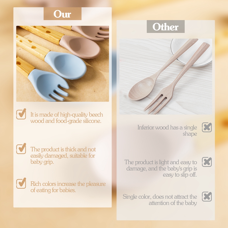 2PCS Baby Bamboo Fork Silicone - Baby Food Organic 评论和价格