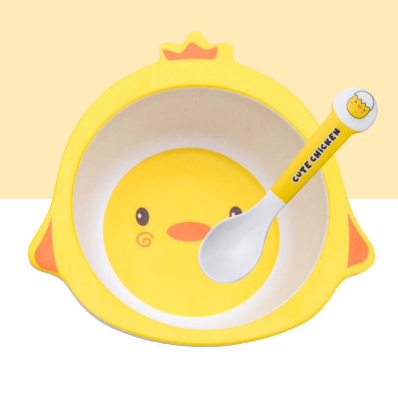 Cute Cartoon Chicken Bamboo Fi - Weaning Spoon Set 评论和价格