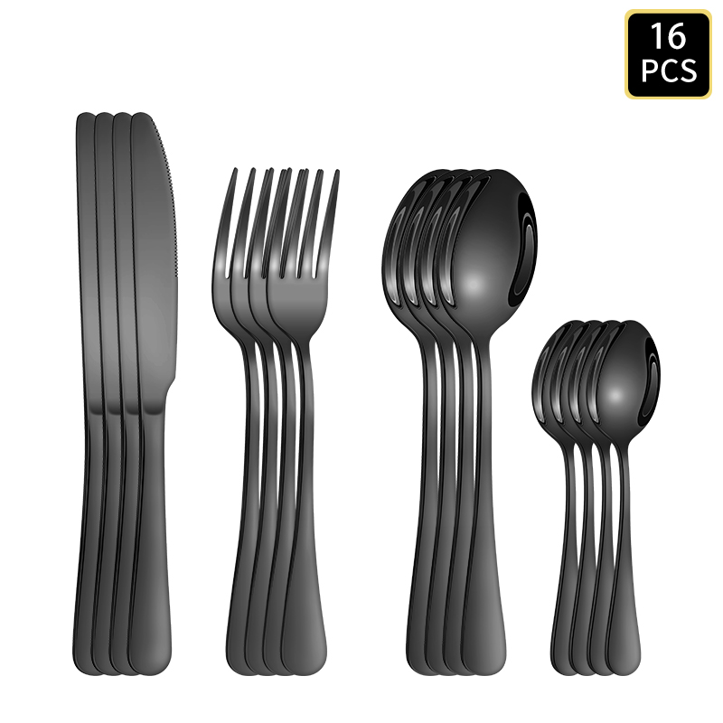 4/6/16/24pcs Black Stainless S - Weaning Spoon Set 评论和价格