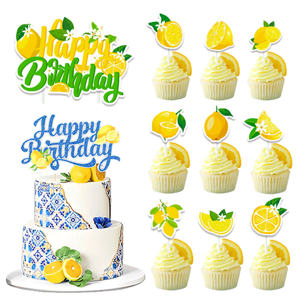 Lemon Cupcake Toppers Summer C - Baby Food Ideas 评论和价格