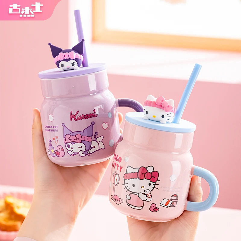 Sanrio 450ml Ceramic Mug Hello - Training Cup Straw 评论和价格