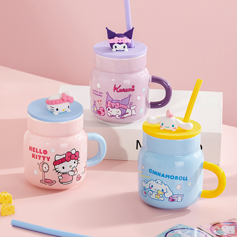 Sanrio 450ml Ceramic Mug Hello - Training Cup Straw 评论和价格