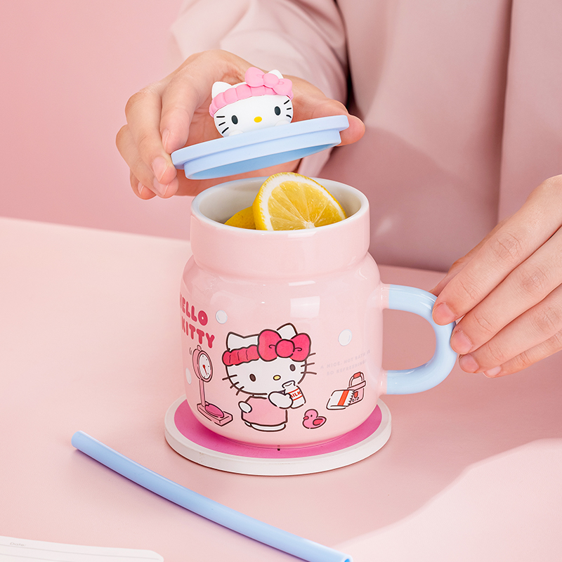 Sanrio 450ml Ceramic Mug Hello - Training Cup Straw 评论和价格