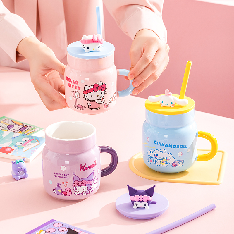 Sanrio 450ml Ceramic Mug Hello - Training Cup Straw 评论和价格