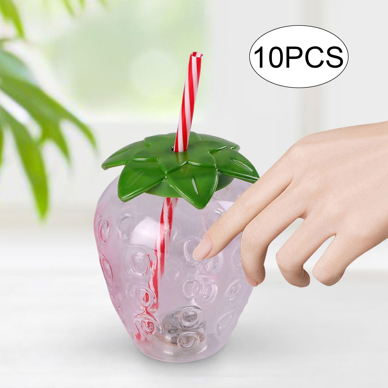 10Pcs/Set Strawberry Sippy Cup - Training Cup Straw 评论和价格