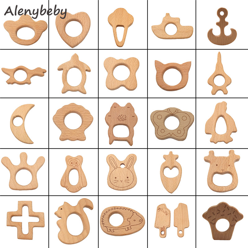2pc Wood Teether Cartoon DIY W - Baby Food Organic 评论和价格