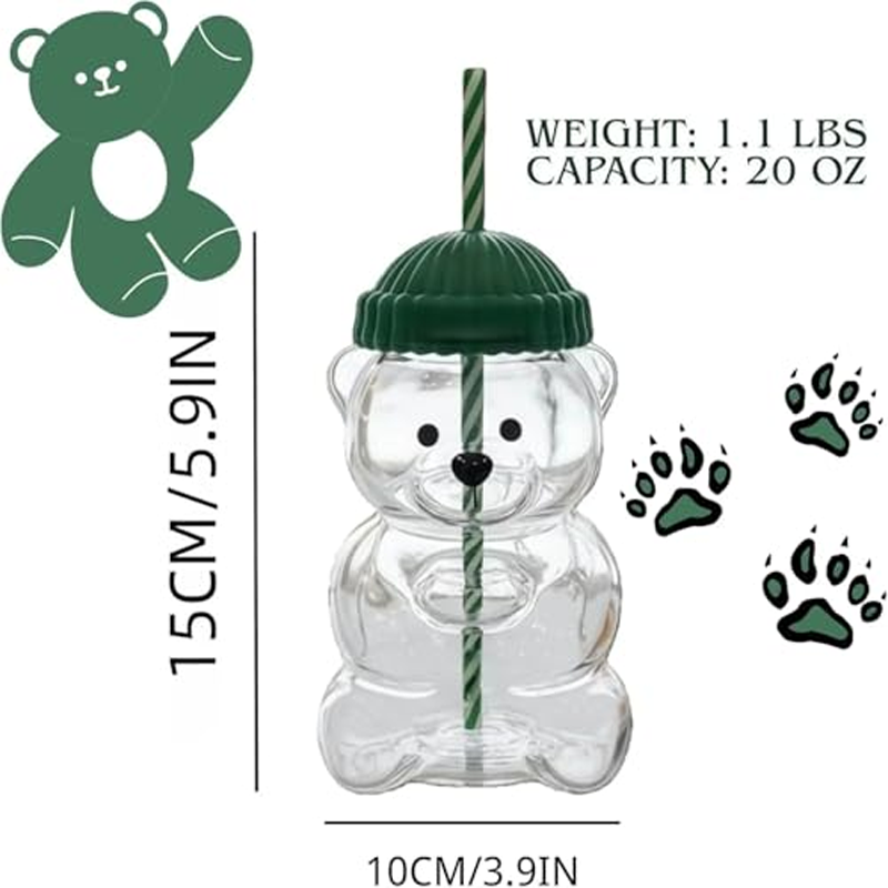glass bear cup with straw and  - Training Cup Straw 评论和价格