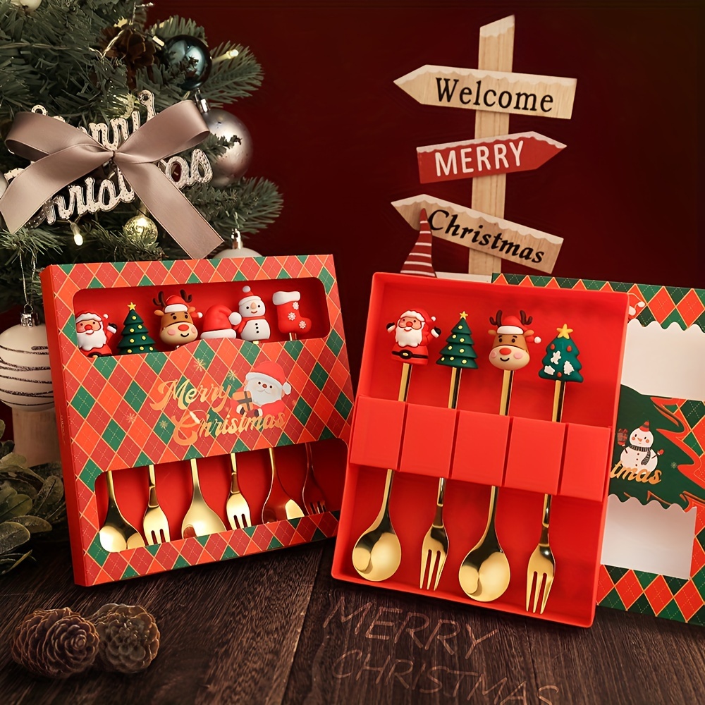 1Set Creative Christmas Fork A - Weaning Spoon Set 评论和价格